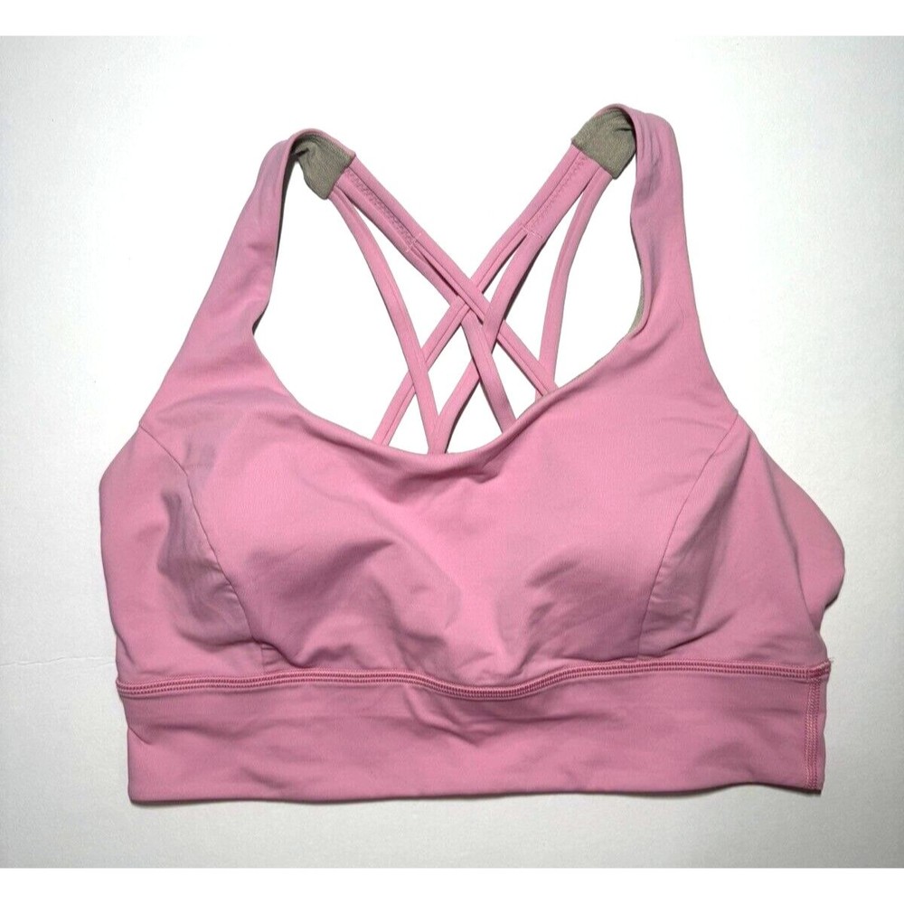LULULEMON Free To Be Serene Bra Light Support Size 12 Padded Removable Cups Pink